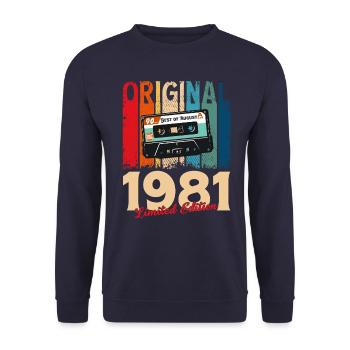44th Birthday Cassette August 1981 - Unisex Sweatshirt - navy - Front - Alina (178cm) & Michal (187cm)