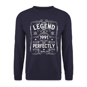 34th Birthday Original Vintage 1991 - Unisex Sweatshirt - navy - Front - Alina (178cm) & Michal (187cm)