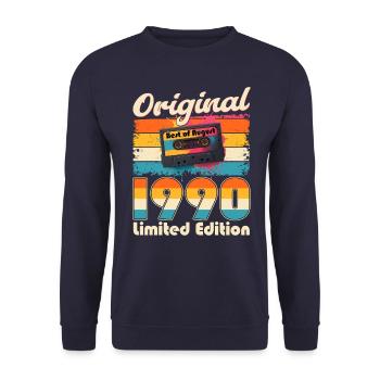 35ème Anniversaire Cassette Homme Original Août 1990 - Sweat-shirt Unisexe - marine - Devant - Alina (178cm) & Michal (187cm)