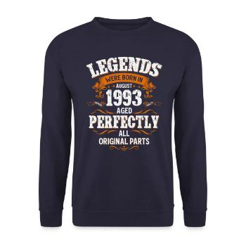 32ème Anniversaire Original Millésime Août 1993 - Sweat-shirt Unisexe - marine - Devant - Alina (178cm) & Michal (187cm)