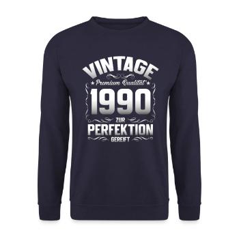 35th Birthday Gift Husband Original 1990's - Unisex Sweatshirt - navy - Front - Alina (178cm) & Michal (187cm)