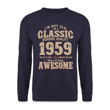 66th Birthday Original Vintage 1959 - Unisex Sweatshirt - navy - Front - Alina (178cm) & Michal (187cm)