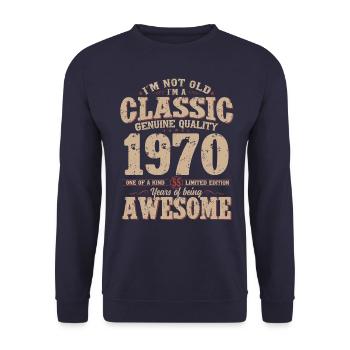 Légende du 55e anniversaire née en 1970 - Sweat-shirt Unisexe - marine - Devant - Alina (178cm) & Michal (187cm)