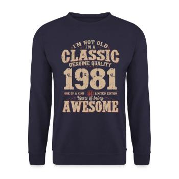 44th Birthday Original Vintage 1981 - Unisex Sweatshirt - navy - Front - Alina (178cm) & Michal (187cm)