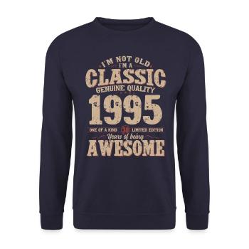 30. Geburtstag Geschenk Mann Original 1995 - Unisex Pullover - Navy - Vorne - Alina (178cm) & Michal (187cm)