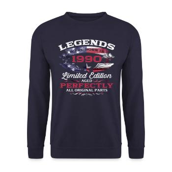 35. Geburtstag Geschenk Mann Original 1990 - Unisex Pullover - Navy - Vorne - Alina (178cm) & Michal (187cm)