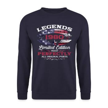 45ème Anniversaire Légendes Millésime 1980 - Sweat-shirt Unisexe - marine - Devant - Alina (178cm) & Michal (187cm)