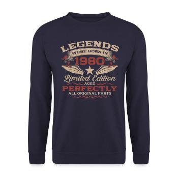 45ème Anniversaire Original Vintage 1980 - Sweat-shirt Unisexe - marine - Devant - Alina (178cm) & Michal (187cm)