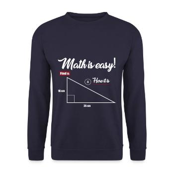 Funny Math Is Easy Find X - Unisex Pullover - Navy - Vorne - Alina (178cm) & Michal (187cm)