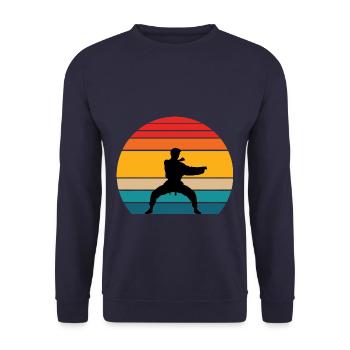 Vintage Retro Karate - Unisex Pullover - Navy - Vorne - Alina (178cm) & Michal (187cm)