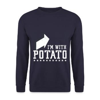 Funny I'm With A Potato - Unisex Pullover - Navy - Vorne - Alina (178cm) & Michal (187cm)