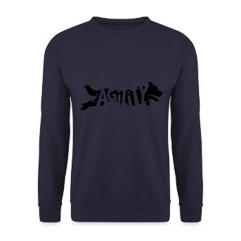 Agility Border Collie SVG Farbe wählbar - Unisex Pullover - Navy - Vorne - Alina (178cm) & Michal (187cm)