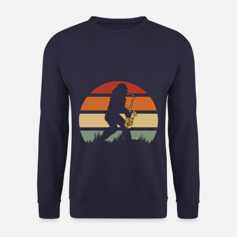 Big Foot Playing Saxophone - Unisex Pullover - Navy