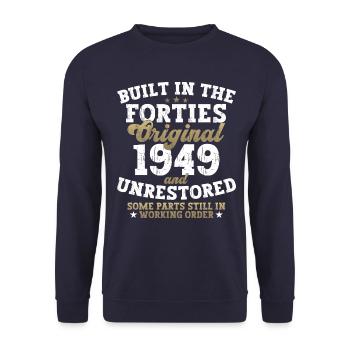 Built in the forties 1949 75. Geburtstag Herren - Unisex Pullover - Navy - Vorne - Alina (178cm) & Michal (187cm)