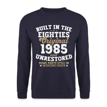 Built in the eighties 1985 37th birthday men - Unisex Sweatshirt - navy - Front - Alina (178cm) & Michal (187cm)