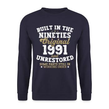 Construit dans les années quatre-vingt-dix 1991 31e anniversaire Hommes - Sweat-shirt Unisexe - marine - Devant - Alina (178cm) & Michal (187cm)