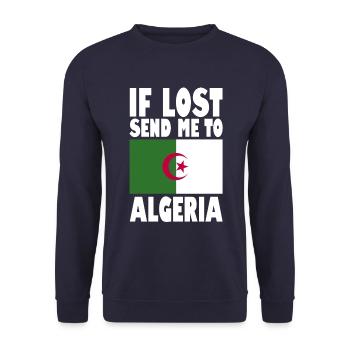 Algeria Flag Saying - Unisex Sweatshirt - navy - Front - Alina (178cm) & Michal (187cm)