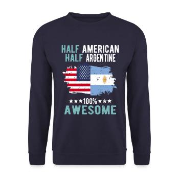 Halb Amerikaner Halb Argentiner - Unisex Pullover - Navy - Vorne - Alina (178cm) & Michal (187cm)
