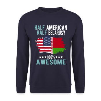 Halb Amerikaner Halb Belarusse - Unisex Pullover - Navy - Vorne - Alina (178cm) & Michal (187cm)
