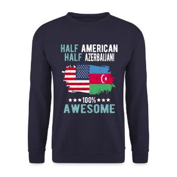 Half American Half Azerbaijani - Unisex Sweatshirt - navy - Front - Alina (178cm) & Michal (187cm)
