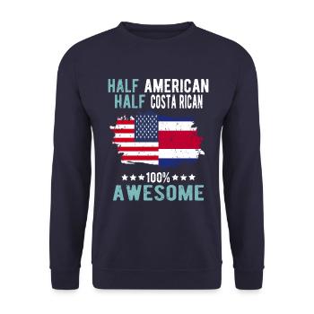 Halb Amerikaner Halb Costa Ricaner - Unisex Pullover - Navy - Vorne - Alina (178cm) & Michal (187cm)
