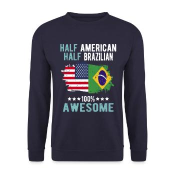 Halb Amerikaner Halb Brasilianer - Unisex Pullover - Navy - Vorne - Alina (178cm) & Michal (187cm)
