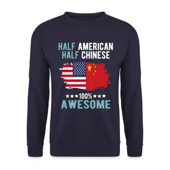 Half American Half Chinese - Unisex Sweatshirt - navy - Front - Alina (178cm) & Michal (187cm)
