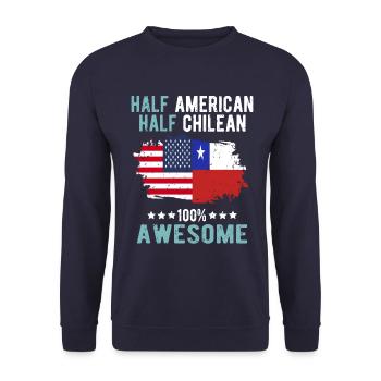 Half American Half Chilean - Unisex Sweatshirt - navy - Front - Alina (178cm) & Michal (187cm)
