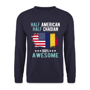 Half American Half Chadian - Unisex Sweatshirt - navy - Front - Alina (178cm) & Michal (187cm)