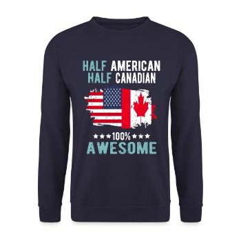 Halb Amerikaner Halb Kanadier - Unisex Pullover - Navy - Vorne - Alina (178cm) & Michal (187cm)