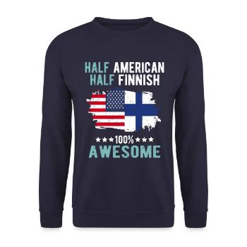 Half American Half Finn - Unisex Sweatshirt - navy - Front - Alina (178cm) & Michal (187cm)