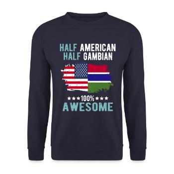 Half American Half Gambian - Unisex Sweatshirt - navy - Front - Alina (178cm) & Michal (187cm)
