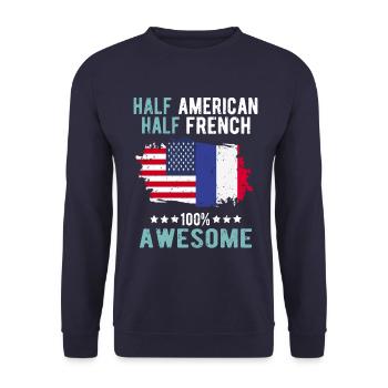 Mi-Américain, mi-Américain - Sweat-shirt Unisexe - marine - Devant - Alina (178cm) & Michal (187cm)