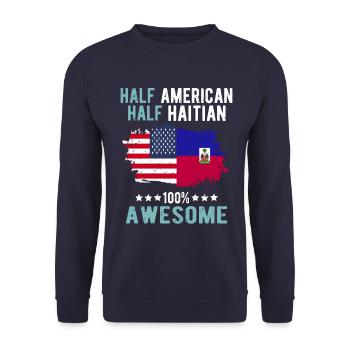 Half American, half Haitian - Unisex Sweatshirt - navy - Front - Alina (178cm) & Michal (187cm)