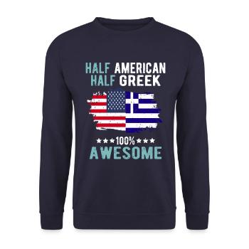Half American Half Greek - Unisex Sweatshirt - navy - Front - Alina (178cm) & Michal (187cm)