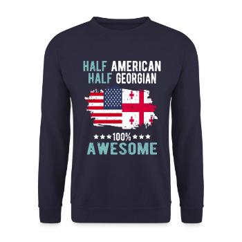 Half American Half Georgian - Unisex Sweatshirt - navy - Front - Alina (178cm) & Michal (187cm)