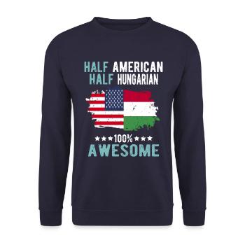 Halb Amerikaner Halb Ungar - Unisex Pullover - Navy - Vorne - Alina (178cm) & Michal (187cm)
