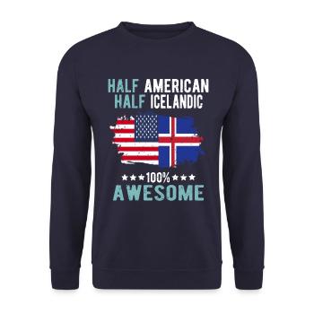 Moitié Américain Moitié Islandais - Sweat-shirt Unisexe - marine - Devant - Alina (178cm) & Michal (187cm)