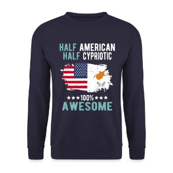 Halb Amerikaner Halb Zyprer - Unisex Pullover - Navy - Vorne - Alina (178cm) & Michal (187cm)