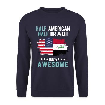 Half American Half Iraki - Unisex Sweatshirt - navy - Front - Alina (178cm) & Michal (187cm)
