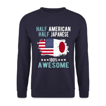 Half American Half Japanese - Unisex Sweatshirt - navy - Front - Alina (178cm) & Michal (187cm)