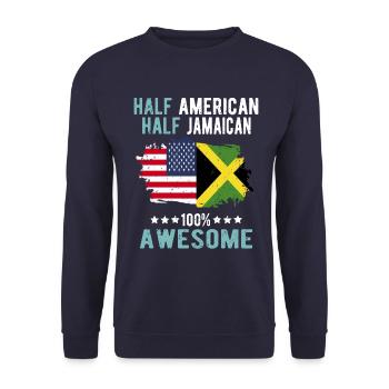 Halb Amerikaner Halb Jamaikaner - Unisex Pullover - Navy - Vorne - Alina (178cm) & Michal (187cm)