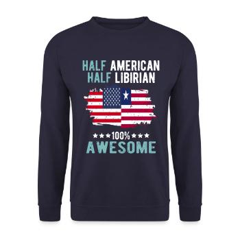 Half American Half Libyan - Unisex Sweatshirt - navy - Front - Alina (178cm) & Michal (187cm)
