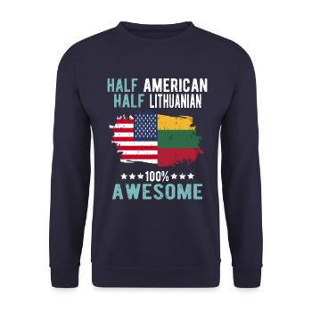 Half American Half Lithuanian - Unisex Sweatshirt - navy - Front - Alina (178cm) & Michal (187cm)
