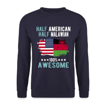 Half American Half Malawi - Unisex Sweatshirt - navy - Front - Alina (178cm) & Michal (187cm)