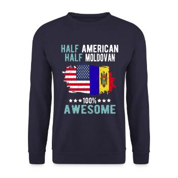 Half American Half Moldovan - Unisex Sweatshirt - navy - Front - Alina (178cm) & Michal (187cm)