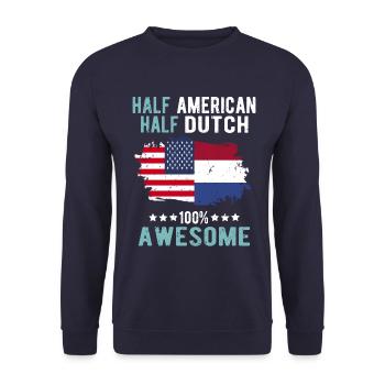 Halb Amerikaner Halb Niederländer - Unisex Pullover - Navy - Vorne - Alina (178cm) & Michal (187cm)