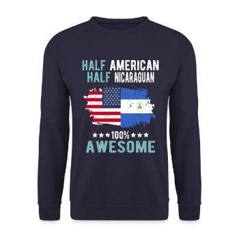 Half American Half Nicaraguan - Unisex Sweatshirt - navy - Front - Alina (178cm) & Michal (187cm)