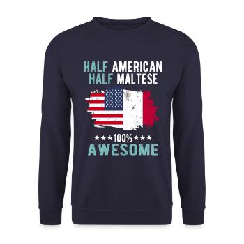 Halb Amerikaner Halb Mateser - Unisex Pullover - Navy - Vorne - Alina (178cm) & Michal (187cm)