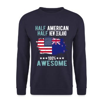 Moitié Américain Moitié Néo-Zélandais - Sweat-shirt Unisexe - marine - Devant - Alina (178cm) & Michal (187cm)